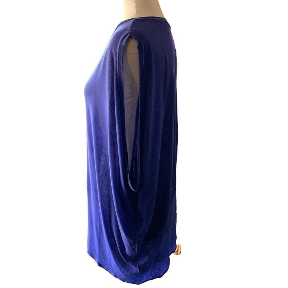 New LA Made blouse top shirt brilliant blue. Sleeveless drop open dude small